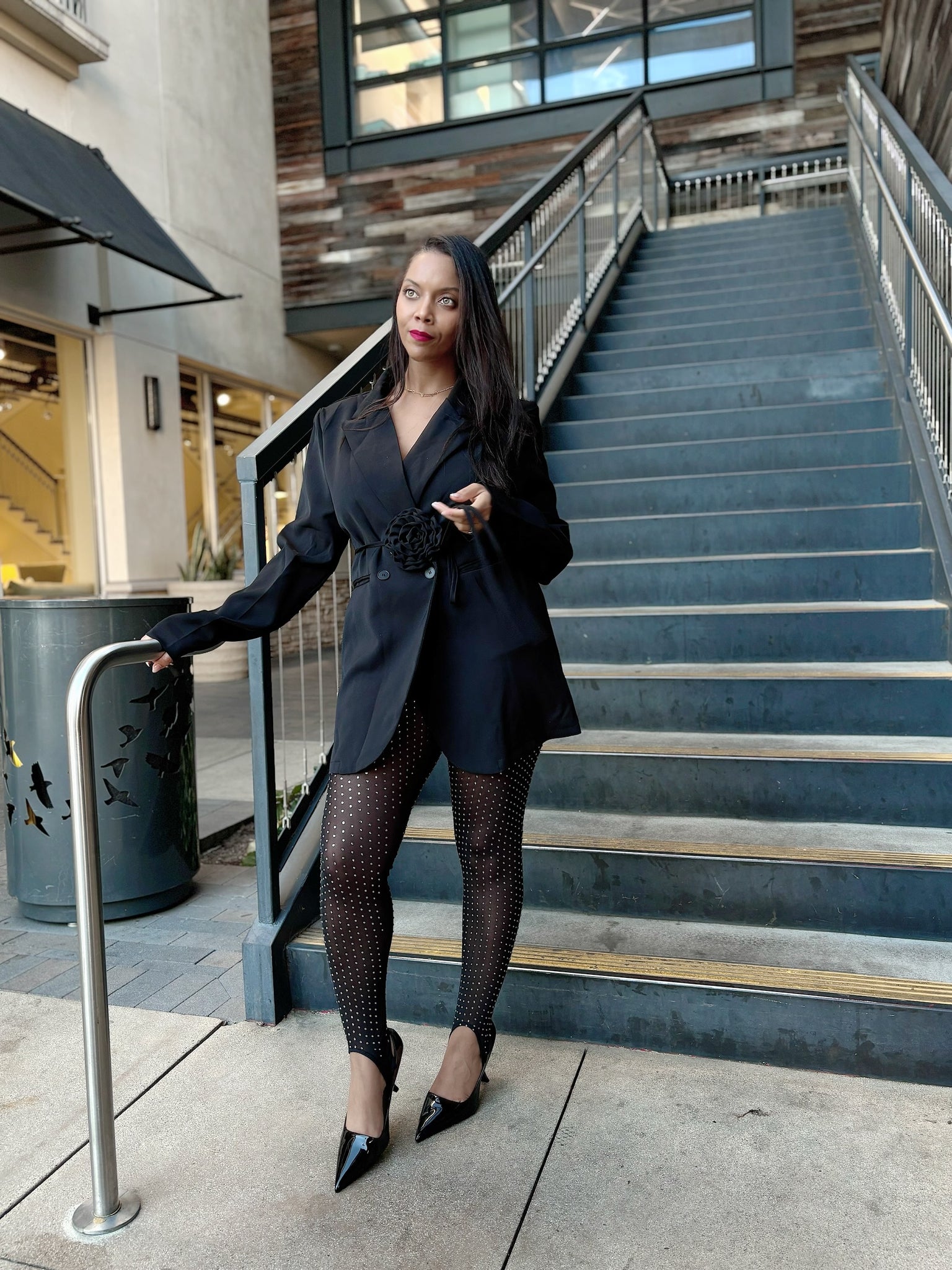 Black Blazer Blazer Dress With Leggings Rosemary Tie Blazer/Dress